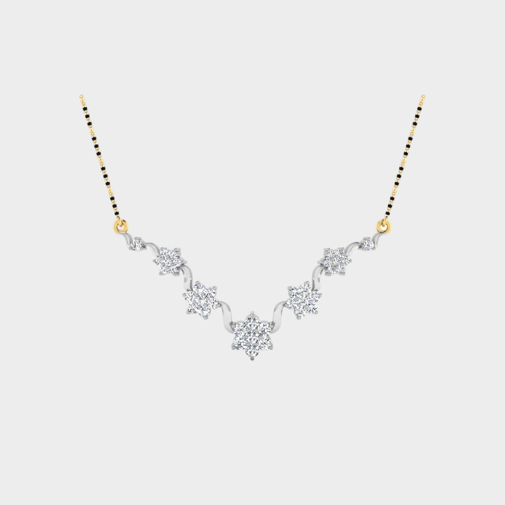 0.91 Ct Lab Diamond Mangalsutra in 18K White Gold